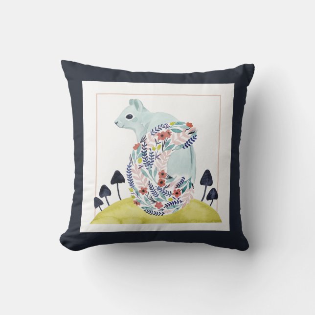 Friends of Clementine | Folk Art Squirrel Cushion (Front)