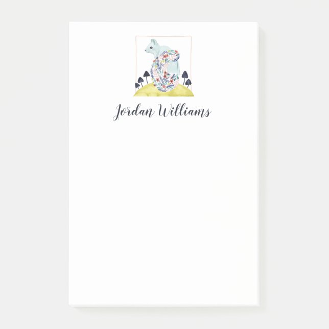 Friends of Clementine | Folk Art Squirrel Post-it Notes (Front)