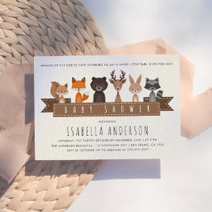 Friends of the Forest Woodland Animals Baby Shower Invitation