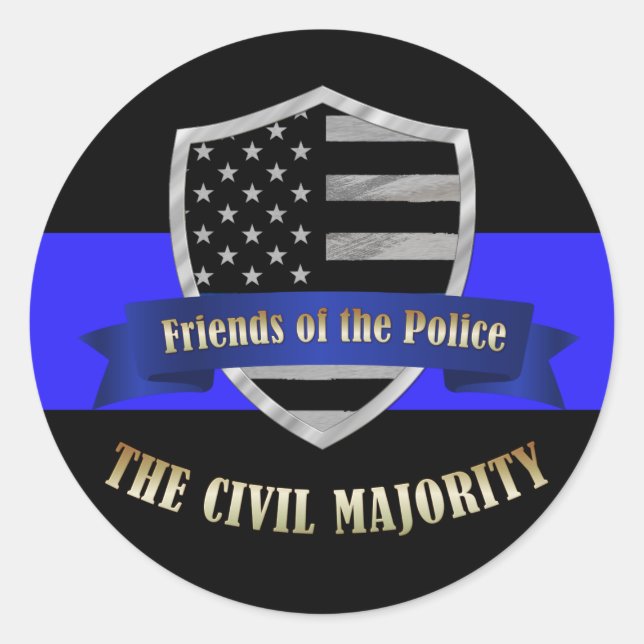 Friends of the Police Thin Blue Line Classic Round Sticker (Front)