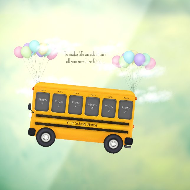 Friends on Flying School Bus With Balloons 6 Photo (Sheet 3)