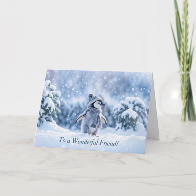 Friends or Friend Happy Holidays Christmas Penguin Card (Front)