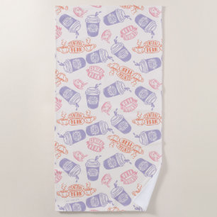 FRIENDS™   Pastel Central Perk Pattern Beach Towel