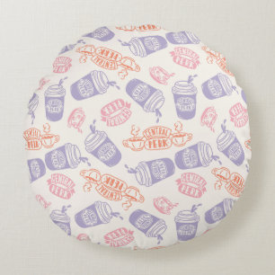 FRIENDS™   Pastel Central Perk Pattern Round Cushion