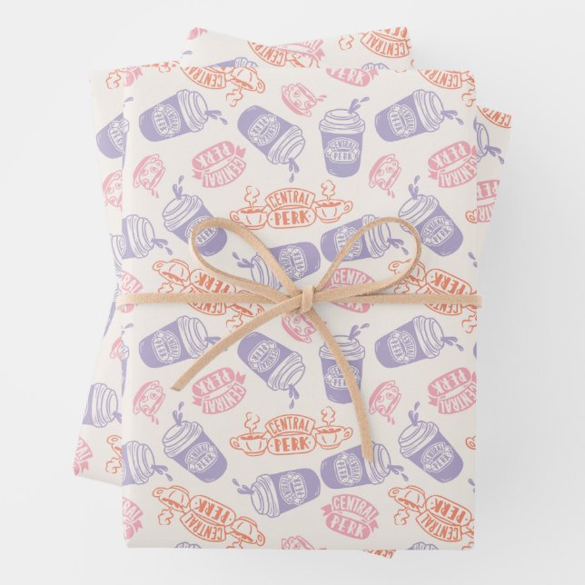 FRIENDS™ | Pastel Central Perk Pattern Wrapping Paper Sheet (In situ)