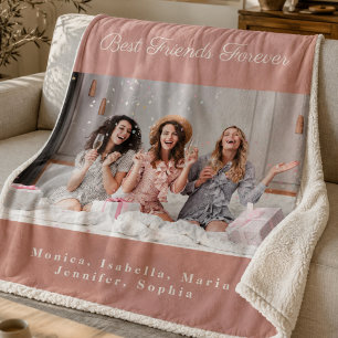 Friends photo camel brown names fleece sherpa blanket