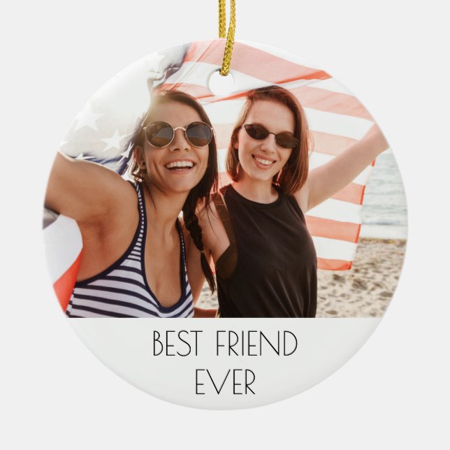 Friends photo ceramic ornament (Front)