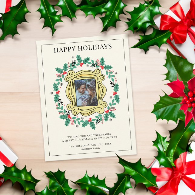 FRIENDS™ Photo Holiday Christmas Postcard (Card on table)
