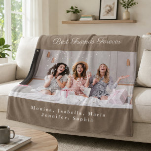 Friends photo mocha brown names fleece blanket