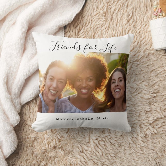 Friends photo names white BFF Cushion (Blanket)