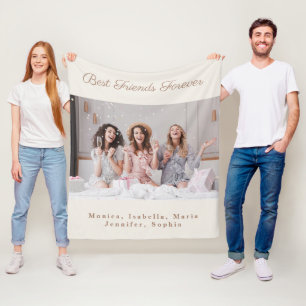 Friends photo off-white cream names fleece blanket