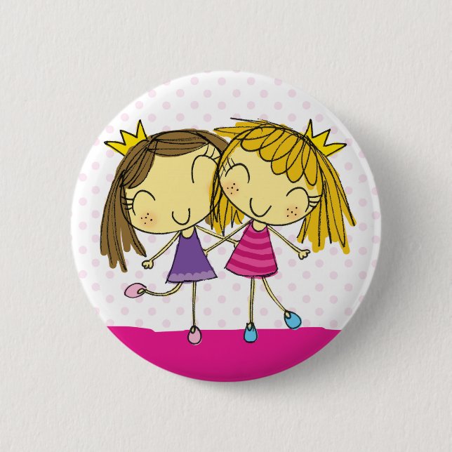 Friends pink princess 6 cm round badge (Front)