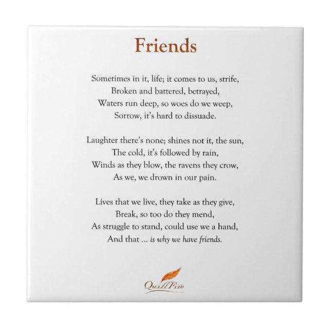 Friends Poem Ceramic Tile (Front)