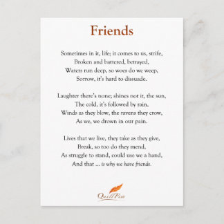 Friends Poem Postcard