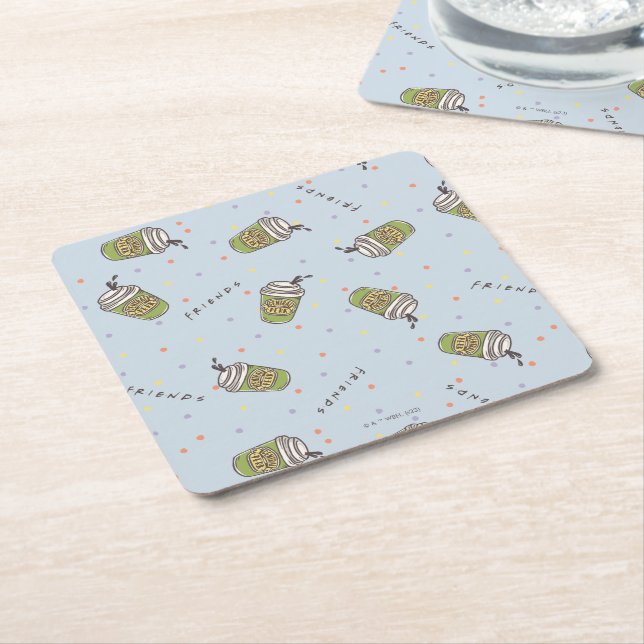 FRIENDS™ | Polka Dot Central Perk Pattern Square Paper Coaster (Angled)