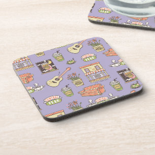 FRIENDS™   Purple Icon Pattern Coaster