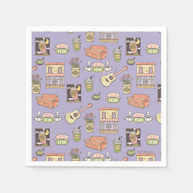 FRIENDS™ | Purple Icon Pattern Napkin (Front)
