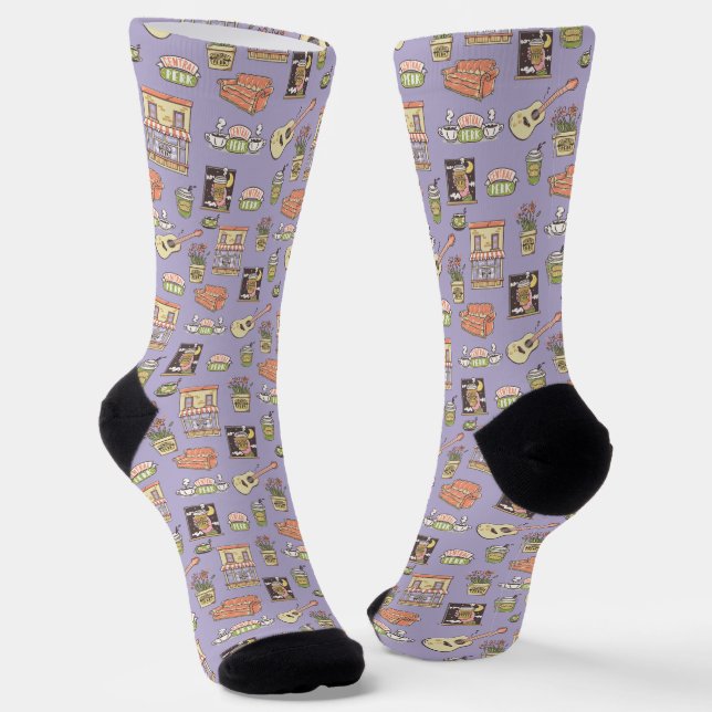 FRIENDS™ | Purple Icon Pattern Socks (Angled)