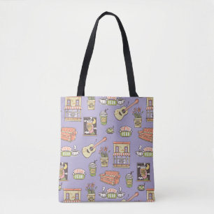 FRIENDS™   Purple Icon Pattern Tote Bag