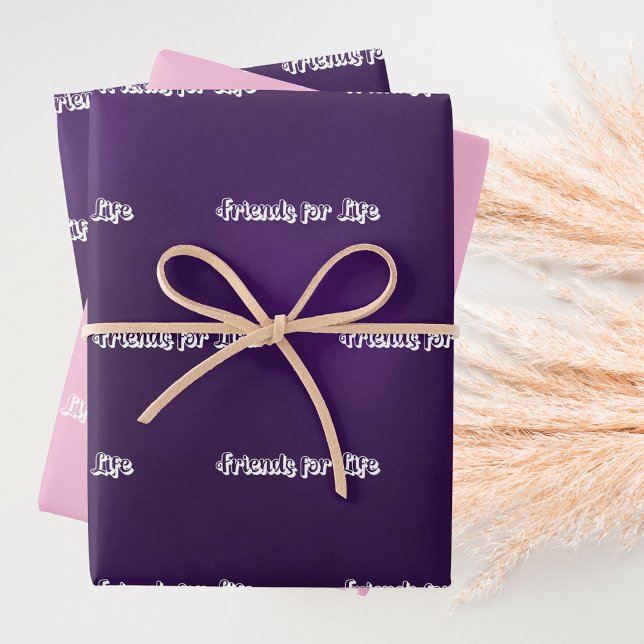 Friends purple pink script wrapping paper sheet (Creator Uploaded)