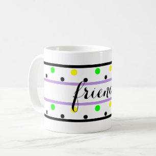 Friends Purple Yellow Green Polka Dots Coffee Mug