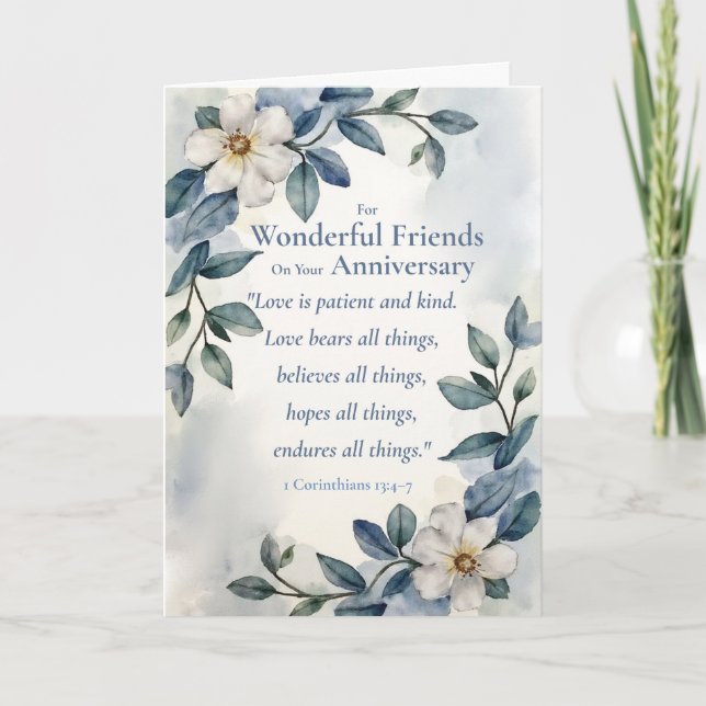 Friends Religious Anniversary Scripture Love Card (Front)