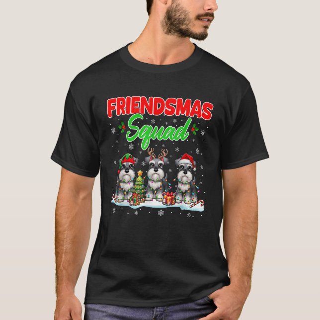Friends Squad Christmas Three Santa Reindeer Elf S T-Shirt (Front)