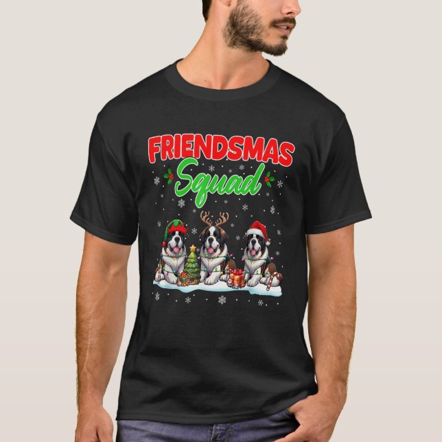 Friends Squad Christmas Three Santa Reindeer Elf S T-Shirt (Front)