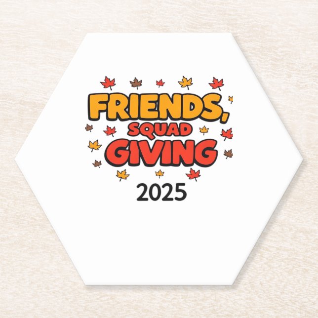 Friends Squad Giving 2025 Autumn Fall Thankful Tha Paper Coaster (Front)