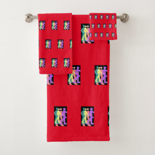 Friends Strolling Red Bath Towel Set