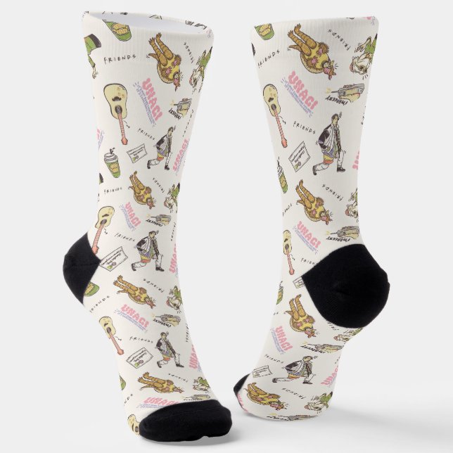 FRIENDS™ Tan Cartoon Pattern Socks (Angled)