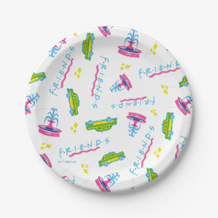 FRIENDS™ Taxi and Water Fountain Pattern Paper Plate