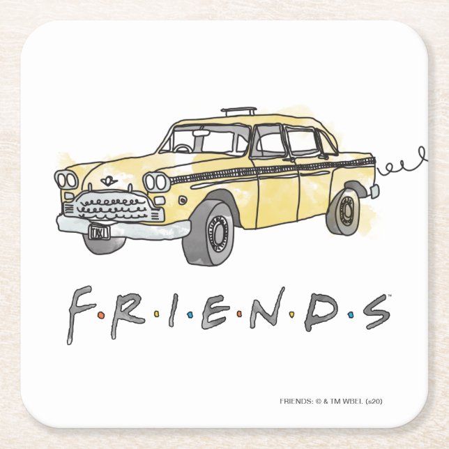 FRIENDS™ | Taxi Cab Square Paper Coaster (Front)