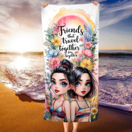 Friends That Travel Together Stay Together Custom Beach Towel
