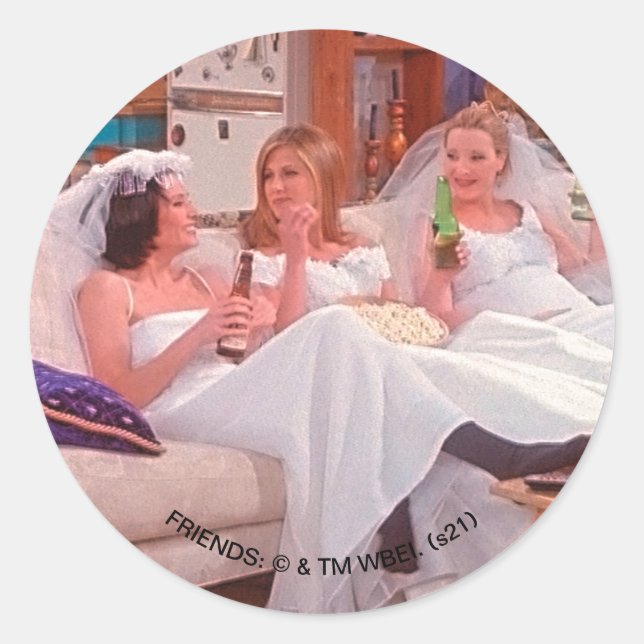 FRIENDS™ | The Girls in Wedding Dresses Classic Round Sticker (Front)