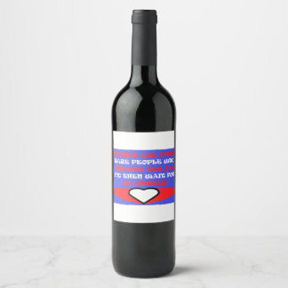 Friends themed colors red blue white design   wine label