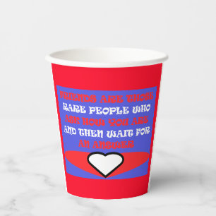 Friends themed design in red white and blue coffee paper cups
