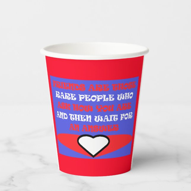 Friends themed design in red white and blue coffee paper cups (Front)