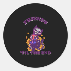 Friends 'till the end cat from Day of the Dead Classic Round Sticker
