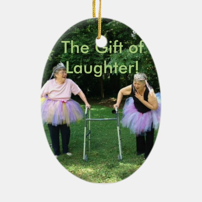 Friends + Tutus = Fun Times Ceramic Ornament (Back)