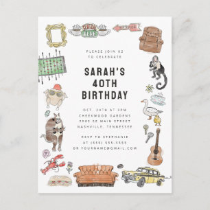 FRIENDS™ Watercolor Icons Birthday Postcard