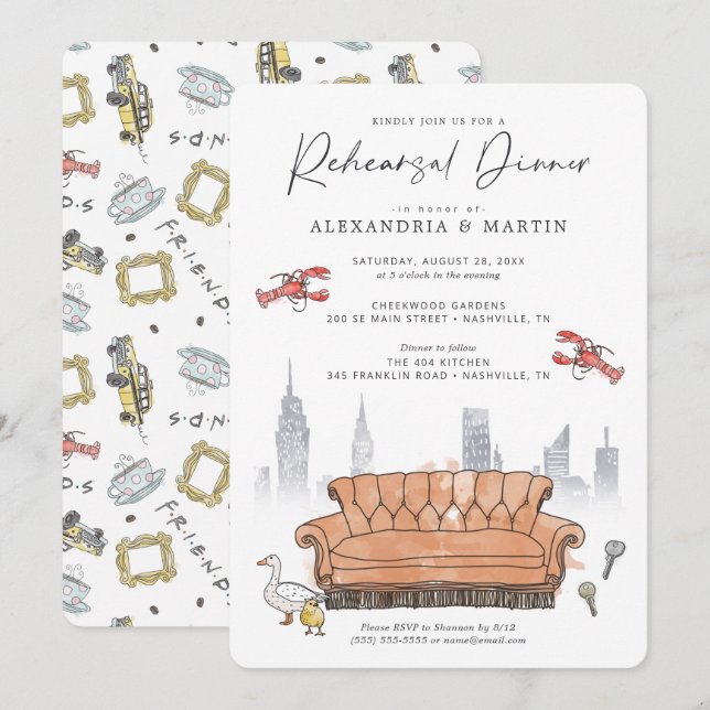 FRIENDS™ |  Watercolor Rehearsal Dinner Invitation (Front/Back)