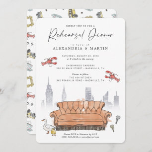 FRIENDS™    Watercolor Rehearsal Dinner Invitation