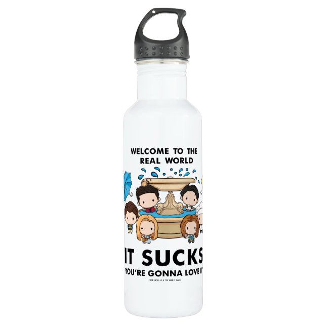 FRIENDS™ | Welcome to the Real World Chibi 710 Ml Water Bottle (Front)