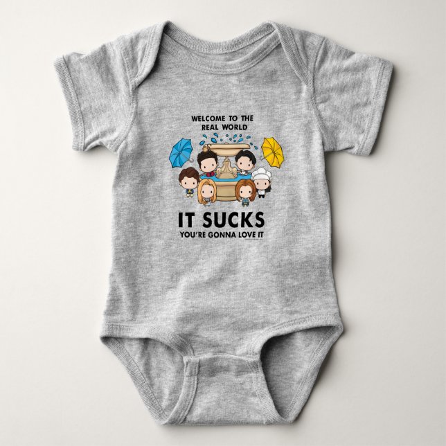 FRIENDS™ | Welcome to the Real World Chibi Baby Bodysuit (Front)