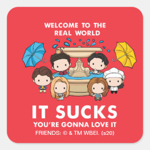 FRIENDS™   Welcome to the Real World Chibi Square Sticker