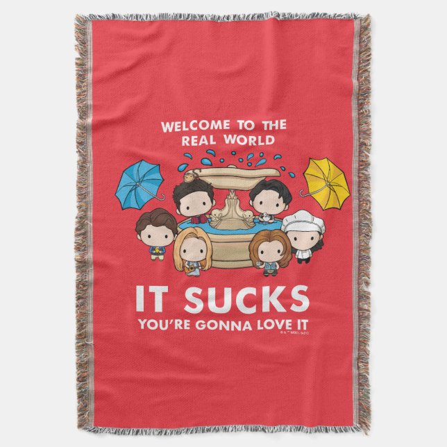 FRIENDS™ | Welcome to the Real World Chibi Throw Blanket (Front Vertical)