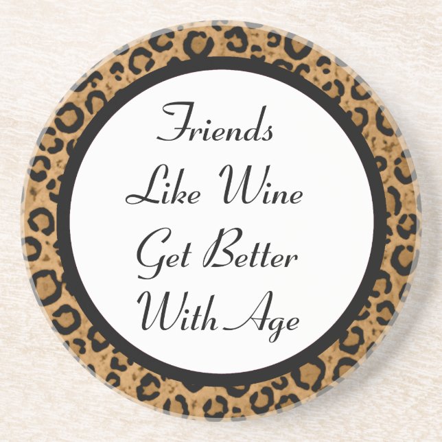 Friends & Wine Leopard Coaster (Front)