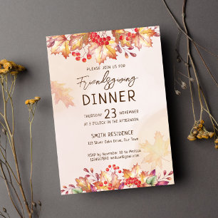 Friendsgivig Thanksgiving fall foliage Invitation