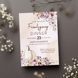 Friendsgivig Thanksgiving fall foliage pumpkins Invitation